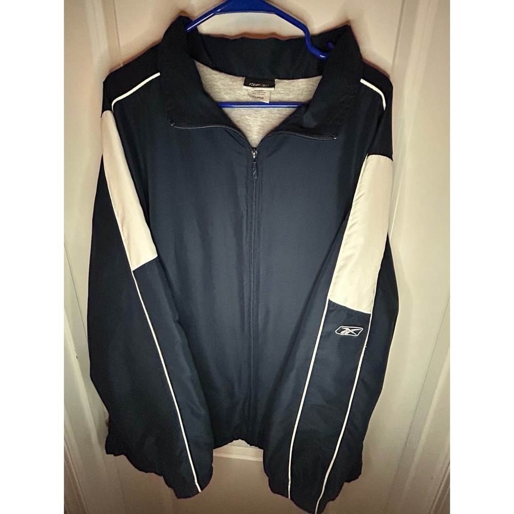 Vintage Y2k Reebok Insulated Full Zip Navy Blue Windbreaker Jacket Sz Mens XL